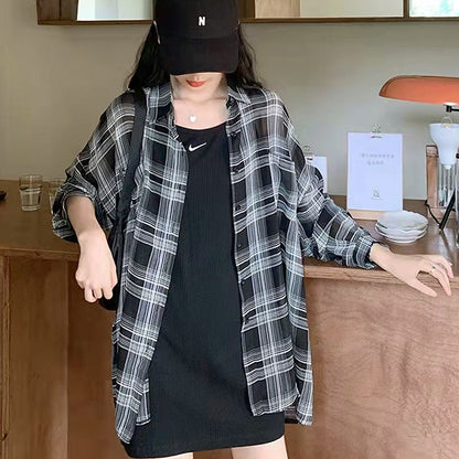Sheer black-and-white check