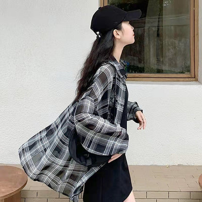 Sheer black-and-white check