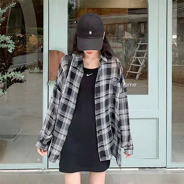 Sheer black-and-white check