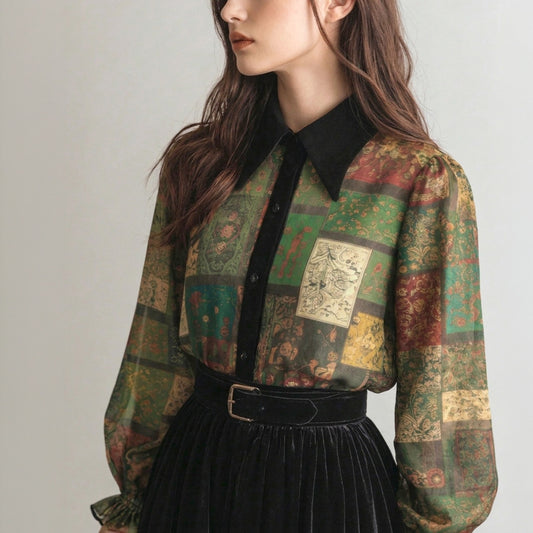 Oriental floral panel print