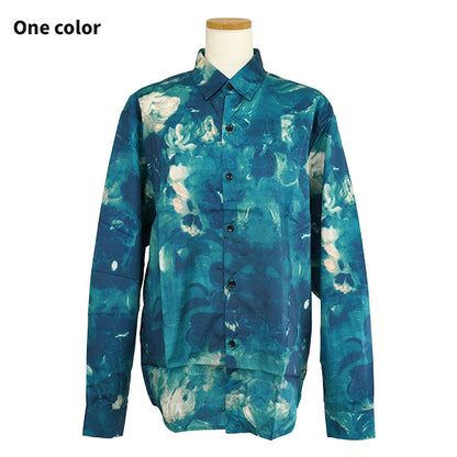 GREENボタニカルアートの長袖シャツ