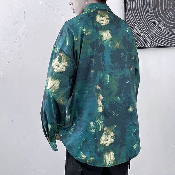 GREENボタニカルアートの長袖シャツ