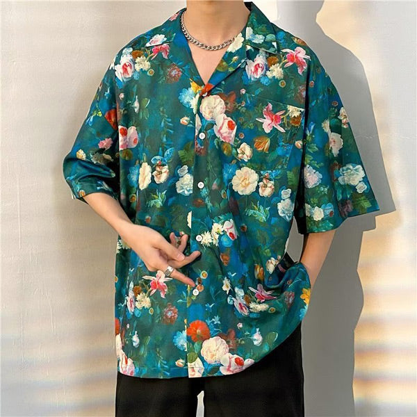 【MENCH】ヴィンテージ  アートパターンオープンカラーシャツ