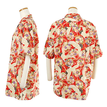 Crane kimono pattern shirt