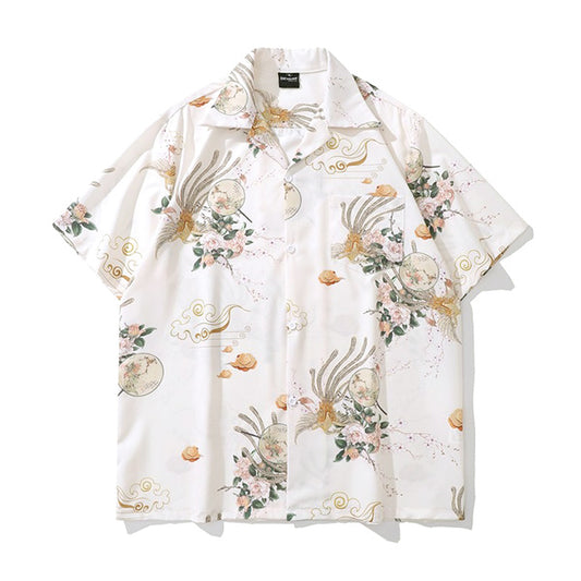 Flower, bird and fan shirt