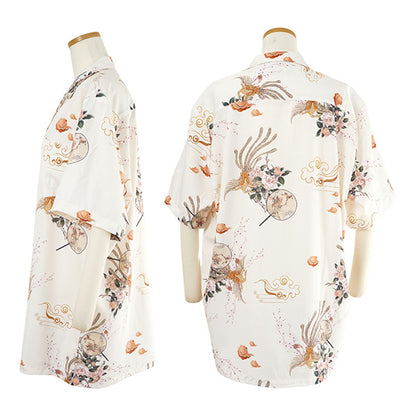 Flower, bird and fan shirt