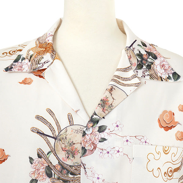 Flower, bird and fan shirt