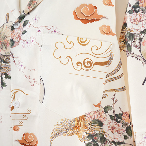 Flower, bird and fan shirt