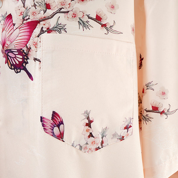 Pink butterfly and flower shirt