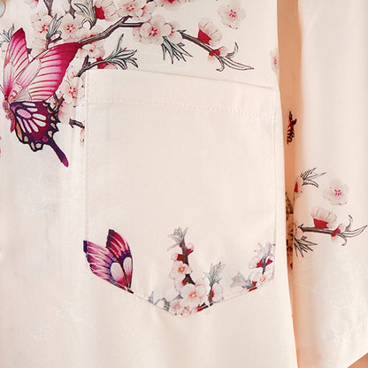 Pink butterfly and flower shirt