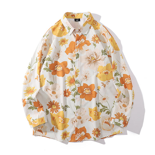 Orange retro flowers