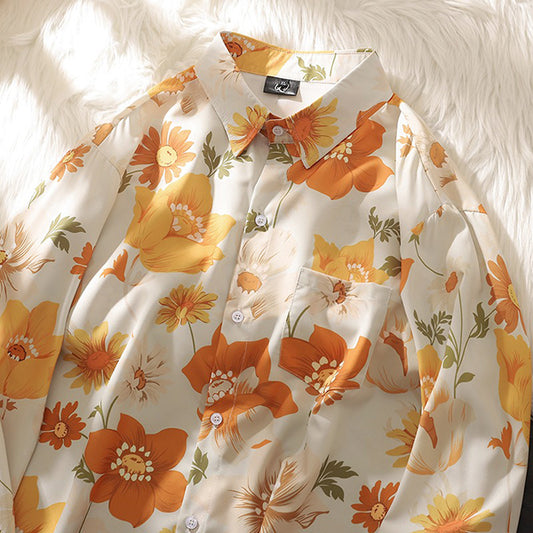 Orange retro flowers