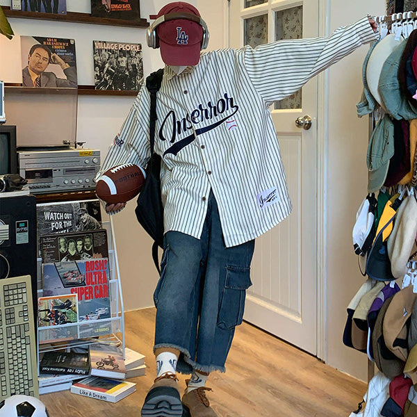 Baseball embroidered stripes