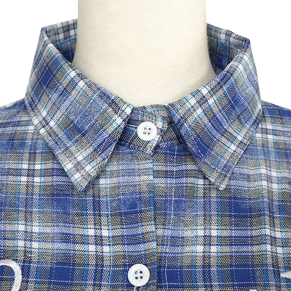 Embroidery and blue check