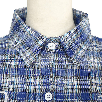 Embroidery and blue check