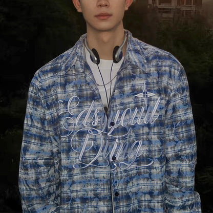 Embroidery and blue check
