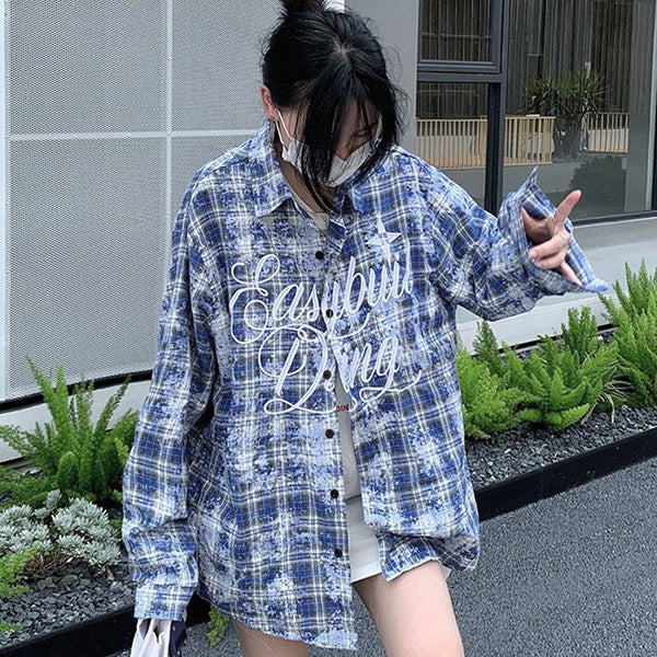 Embroidery and blue check