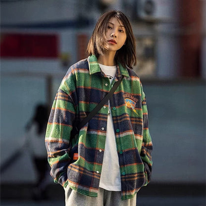 Embroidered patch, brushed check