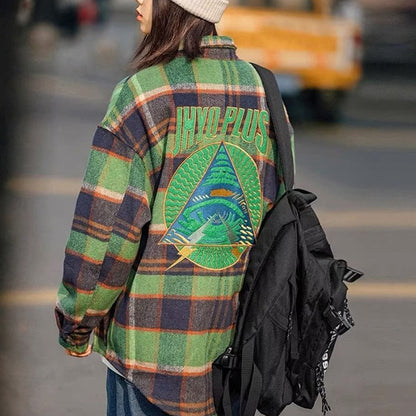 Embroidered patch, brushed check