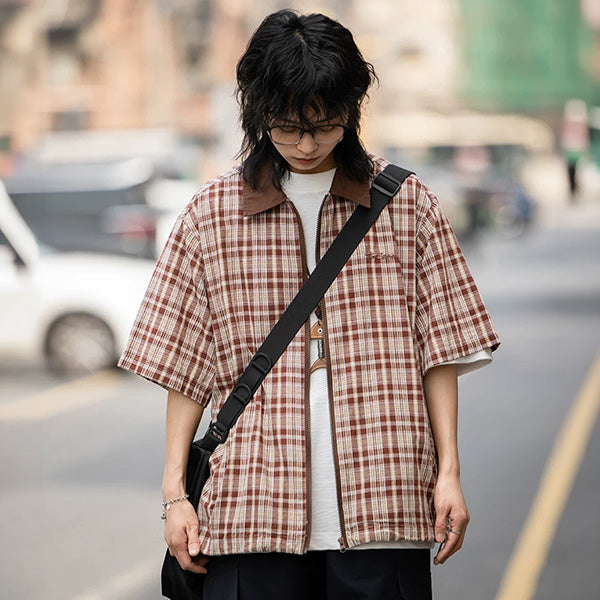 Checked Zip-Up Shirt Jacket