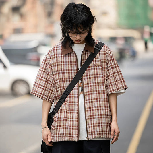 Checked Zip-Up Shirt Jacket