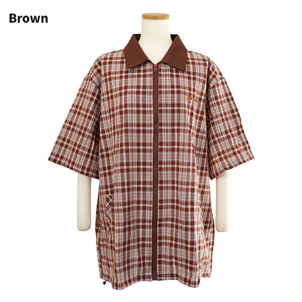 Checked Zip-Up Shirt Jacket