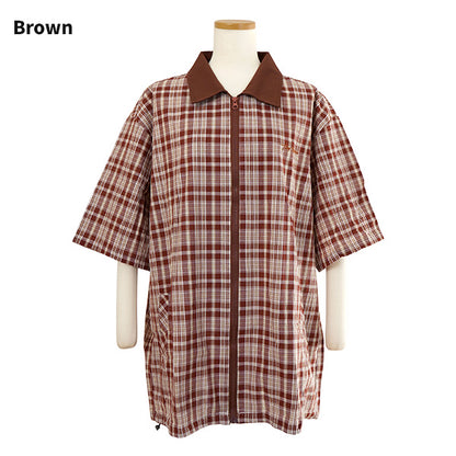Checked Zip-Up Shirt Jacket