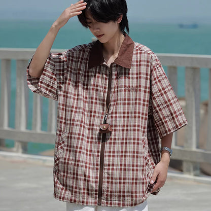 Checked Zip-Up Shirt Jacket