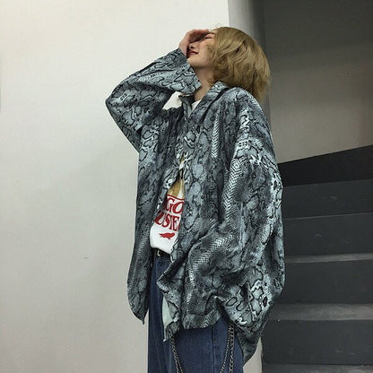 総パイソンプリント Bigシルエットシャツ