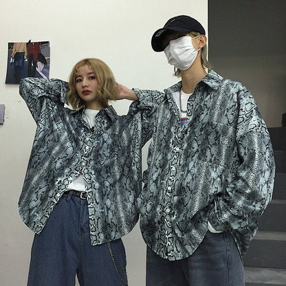 総パイソンプリント Bigシルエットシャツ