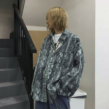 総パイソンプリント Bigシルエットシャツ