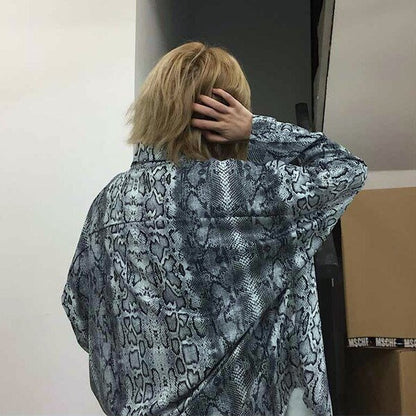 総パイソンプリント Bigシルエットシャツ