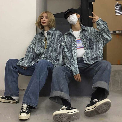 総パイソンプリント Bigシルエットシャツ
