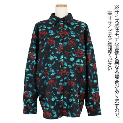 ダークローズプリント ビッグシャツ