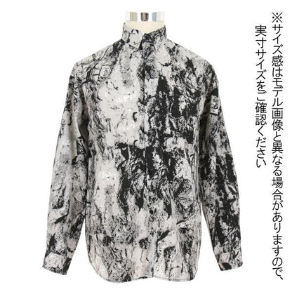 グレー×ブラック マーブルプリント シャツ