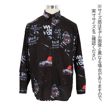 SFデザインプリント 長袖ブラックシャツ