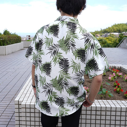 シダの葉のワッシャー半袖シャツ