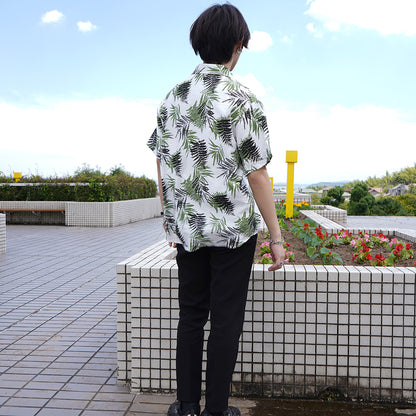 シダの葉のワッシャー半袖シャツ